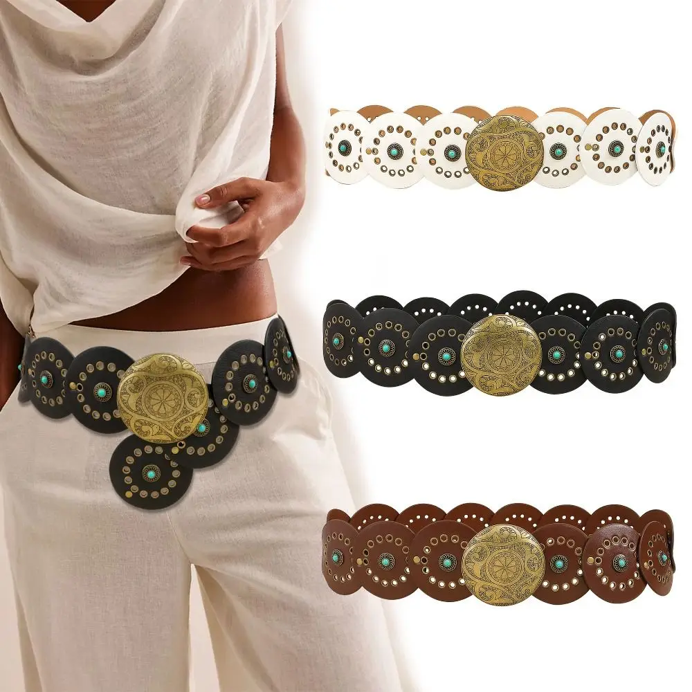 Exaggerated Wide Boho Disc Belt Rivet Turquoise Western Leather Waistband Y2k Adjustable Carved Buckle Waist Belt Skirt
Exaggerated Wide Boho Disc Belt Rivet Turquoise Western Leather Waistband Y2k Adjustable Carved Buckle Waist Belt Skirt