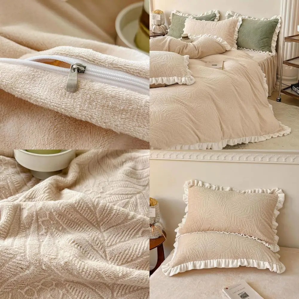 King Size Beige Velvet Ruffled Duvet Cover Set, Plush Autumn/Winter Bedding, Eco-Friendly for Bedrooms & Guests
King Size Beige Velvet Ruffled Duvet Cover Set, Plush Autumn/Winter Bedding, Eco-Friendly for Bedrooms & Guests