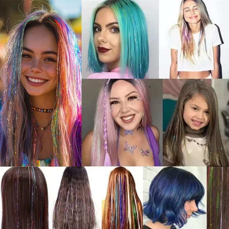 New 120cm 200Pcs Shiny Threads Glitter Hair Tinsel Kits Gold Silk Hair Glitter String Extensions Accessories for Women Headdress
New 120cm 200Pcs Shiny Threads Glitter Hair Tinsel Kits Gold Silk Hair Glitter String Extensions Accessories for Women Headdress