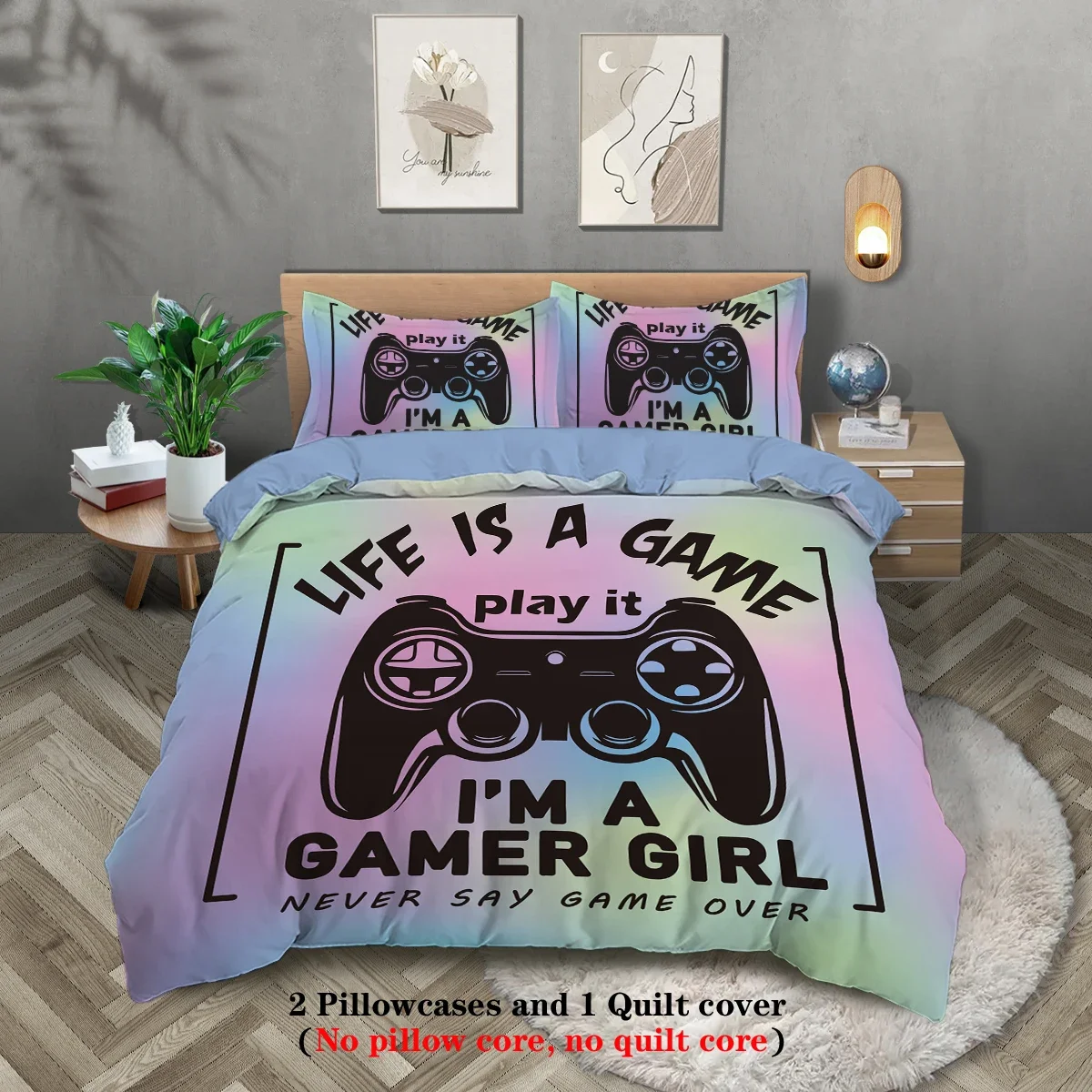 3-piece set, youth cool gamer pattern printed duvet set, for teenager, girl's bed, party funny and creative bedding set
3-piece set, youth cool gamer pattern printed duvet set, for teenager, girl's bed, party funny and creative bedding set