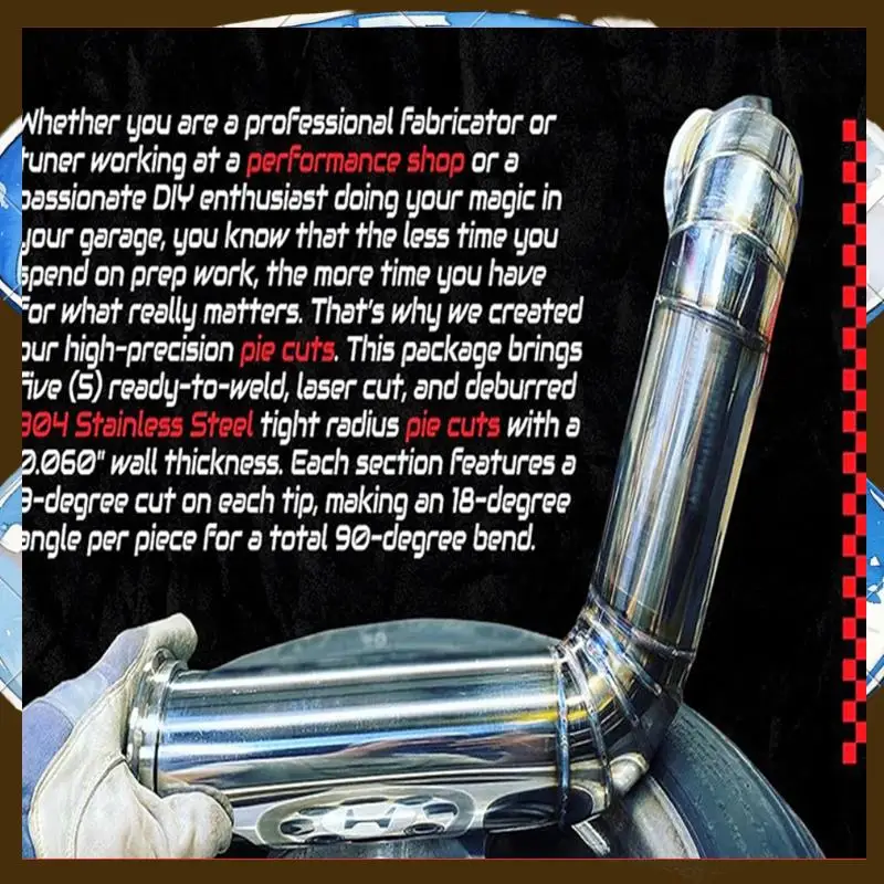 90 Degree Stainless Steel Tight Radius Pie Cuts (Not Welded) - Lasercut & Deburred For Custom Exhaust (5Pcs)-TFBC
90 Degree Stainless Steel Tight Radius Pie Cuts (Not Welded) - Lasercut & Deburred For Custom Exhaust (5Pcs)-TFBC