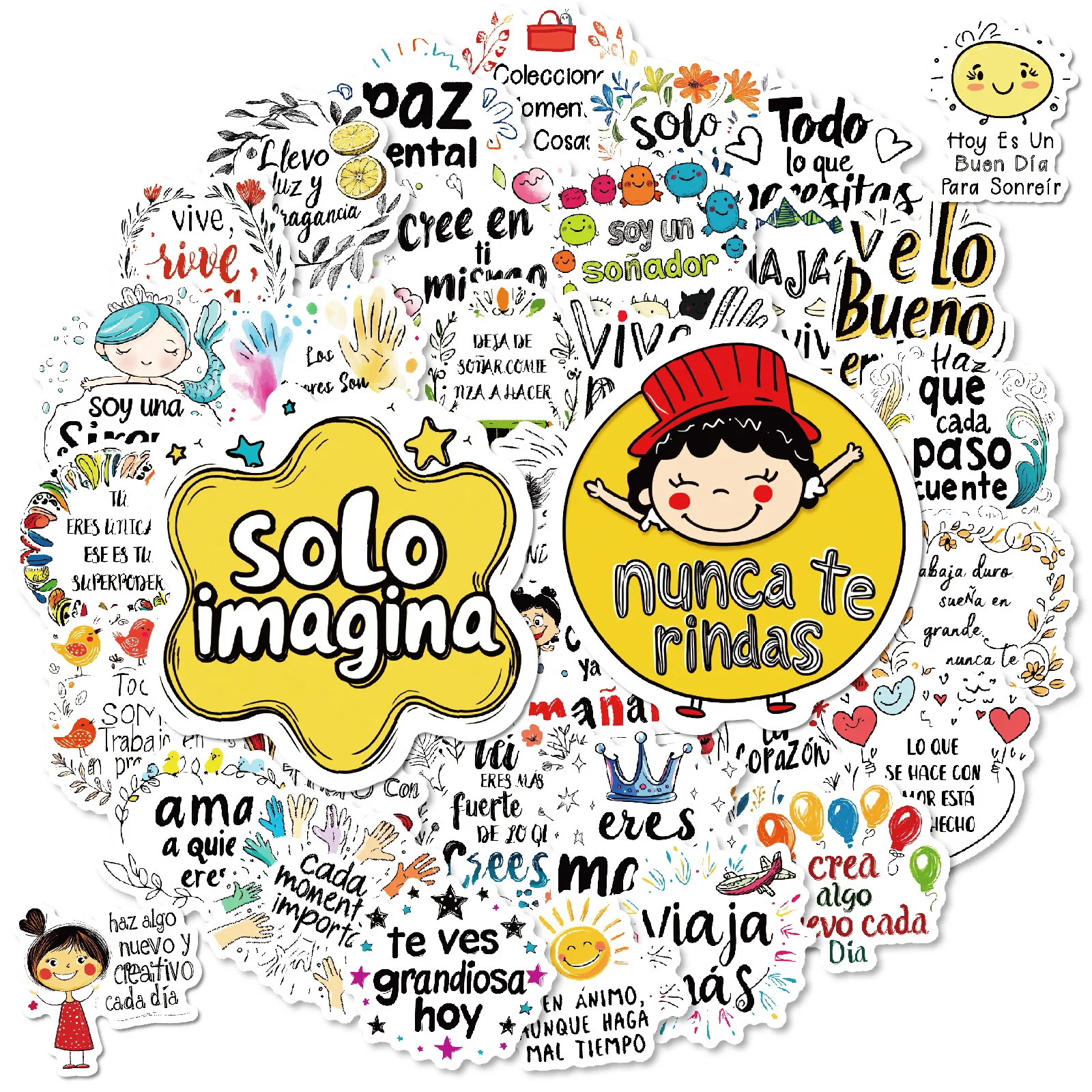 50 New Cartoon Text Graffiti Stickers Spanish Inspirational Quotes Children's Creative Decoration Hand Account Stickers
50 New Cartoon Text Graffiti Stickers Spanish Inspirational Quotes Children's Creative Decoration Hand Account Stickers