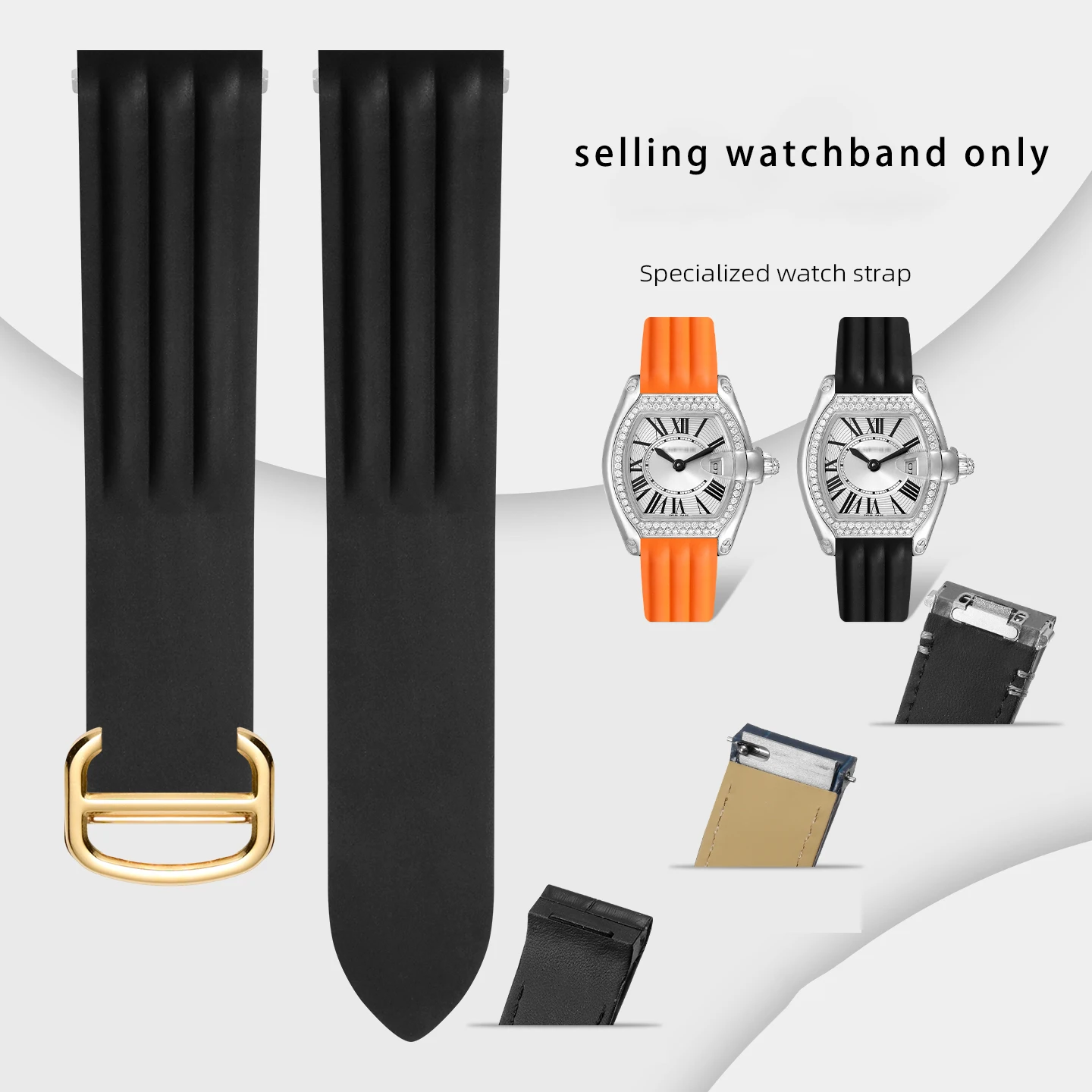 Quick release fluororubber watch strap for Cartier Roadster sports car watch strap W6206018 men's wristband bracelet 19mm belt
Quick release fluororubber watch strap for Cartier Roadster sports car watch strap W6206018 men's wristband bracelet 19mm belt