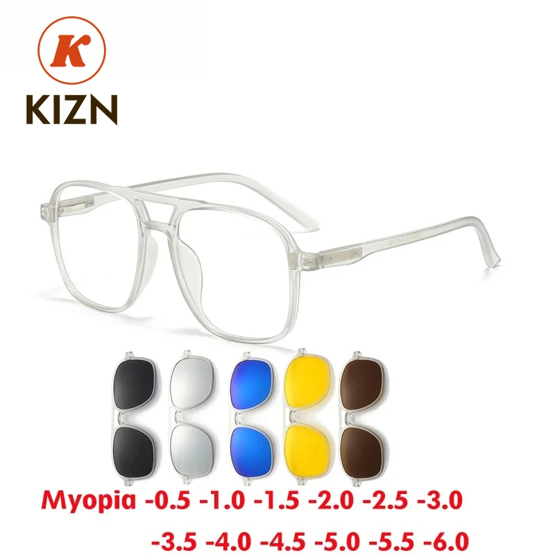 KIZN 6 In 1 Magnetic Clip Myopia Sunglasses Men Women Glasses Frame Optical Eyeglasses Polarized Custom Optics -0.5 TO -6.0
KIZN 6 In 1 Magnetic Clip Myopia Sunglasses Men Women Glasses Frame Optical Eyeglasses Polarized Custom Optics -0.5 TO -6.0