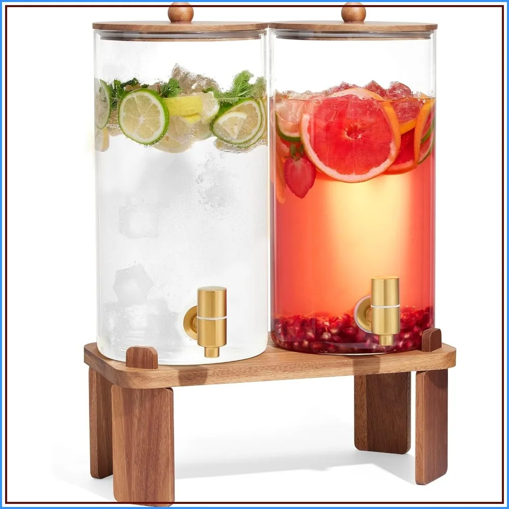 2-Pack 1.5 Gallon Glass Beverage Dispenser with Wood Stand & Stainless Steel Spigot, Ideal for Lemonade, Juice, Tea, Party Drinks
2-Pack 1.5 Gallon Glass Beverage Dispenser with Wood Stand & Stainless Steel Spigot, Ideal for Lemonade, Juice, Tea, Party Drinks