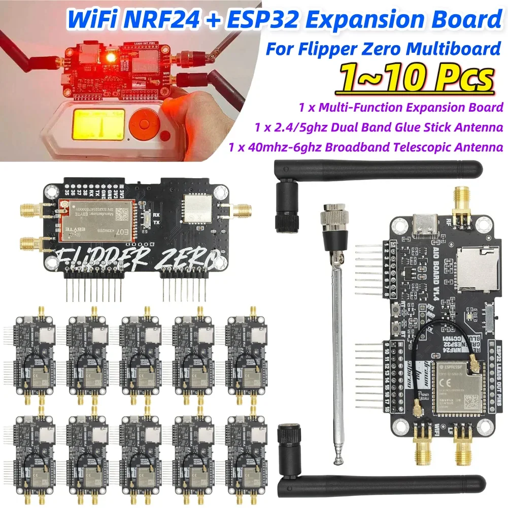 For Flipper Zero Multiboard Expansion Board 3-in-1 2.4G Module Expansion WiFi NRF24 + ESP32 Expansion High Gain CC1101 Module
For Flipper Zero Multiboard Expansion Board 3-in-1 2.4G Module Expansion WiFi NRF24 + ESP32 Expansion High Gain CC1101 Module 