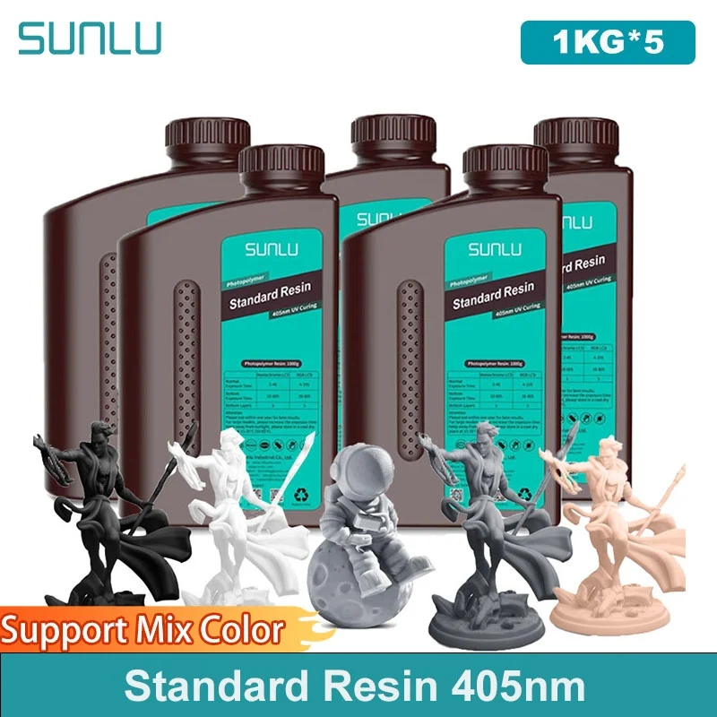 SUNLU 5KG Standard Resin 405nm LCD Printer Photon Curing Good Precision Smooth Surface Low Odor Model Garage Kit Printing
SUNLU 5KG Standard Resin 405nm LCD Printer Photon Curing Good Precision Smooth Surface Low Odor Model Garage Kit Printing