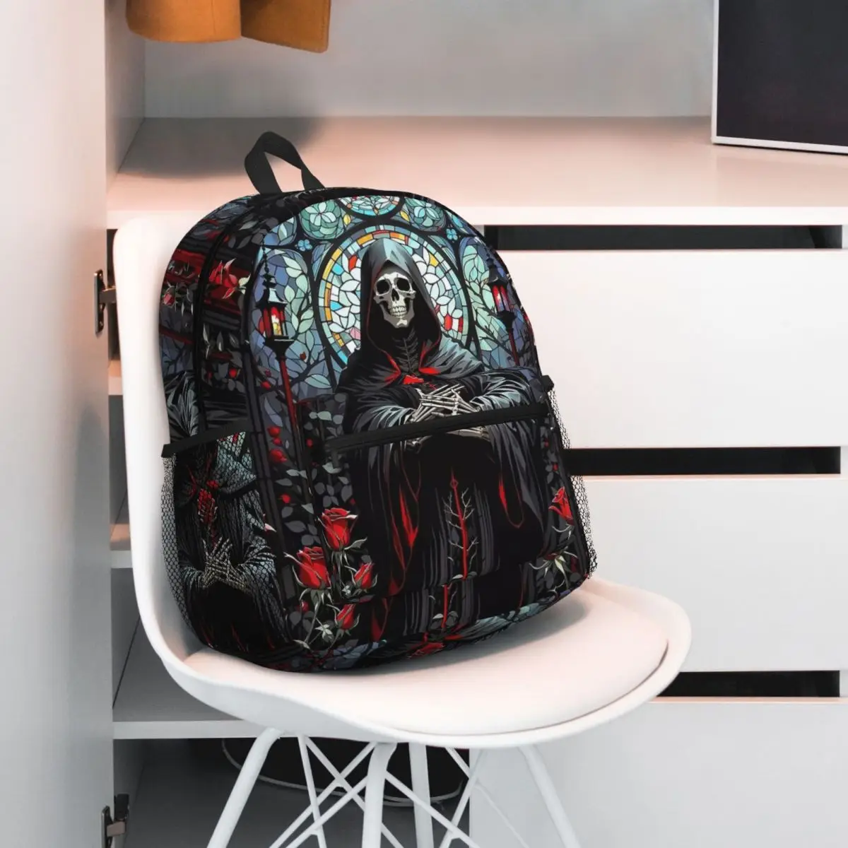 Horror Death Skull Rose Grim Reaper Backpack Student BookBag Children School Bag Computer Shoulder Bags for Men Women
Horror Death Skull Rose Grim Reaper Backpack Student BookBag Children School Bag Computer Shoulder Bags for Men Women