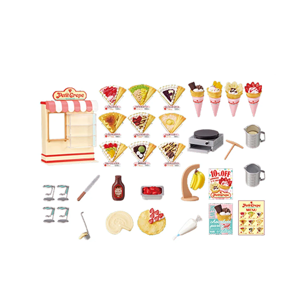 Набор миниатюрных моделей Re-Ment Petit Crepe: Имитация уличного киоска с десертами
Набор миниатюрных моделей Re-Ment Petit Crepe: Имитация уличного киоска с десертами
