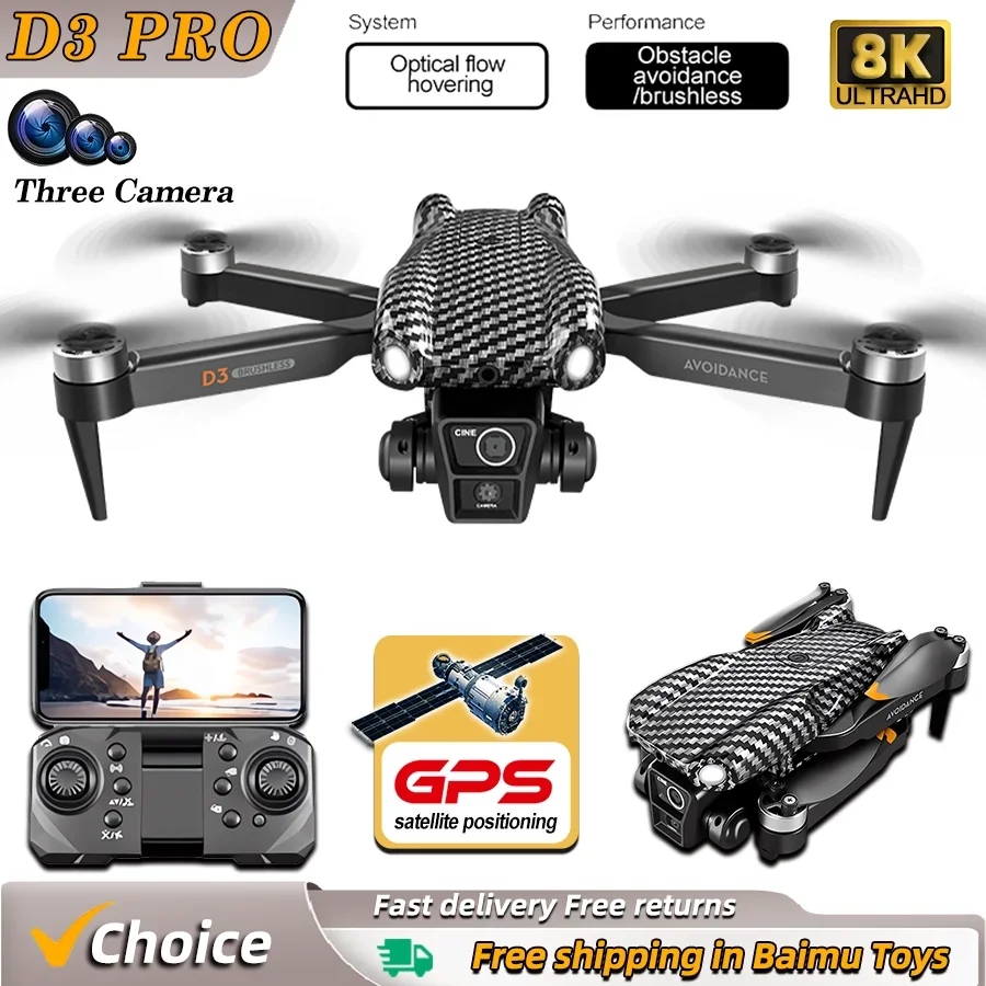 Halloween D3 5G GPS Drone 8K Professional 4K Three Camera Obstacle Avoidance Optical Flow Position RC Quadcopter Gifts Toys
Halloween D3 5G GPS Drone 8K Professional 4K Three Camera Obstacle Avoidance Optical Flow Position RC Quadcopter Gifts Toys