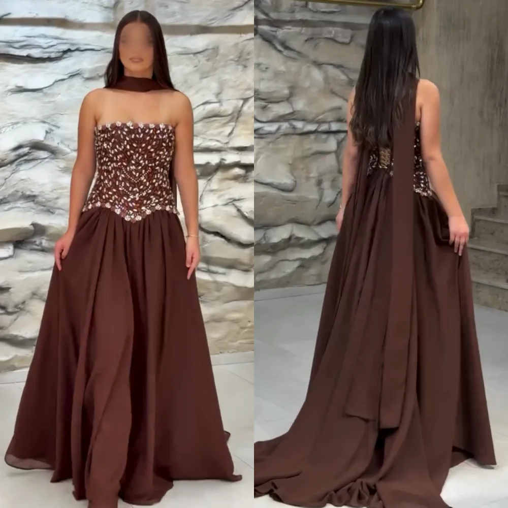 Customized Chiffon Pleat Rhinestone Strapless A-line Long Dresses Bespoke Occasion Prom Women Luxury Evening Party Gown
Customized Chiffon Pleat Rhinestone Strapless A-line Long Dresses Bespoke Occasion Prom Women Luxury Evening Party Gown