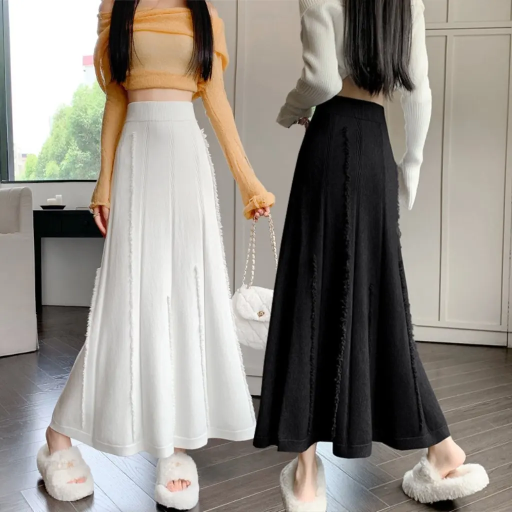 Women's High Waist Knitted Skirt A-Line Slimming Tassel Detail Mid-Length Autumn Winter Fashion Large Swing Umbrella Skirt
Women's High Waist Knitted Skirt A-Line Slimming Tassel Detail Mid-Length Autumn Winter Fashion Large Swing Umbrella Skirt