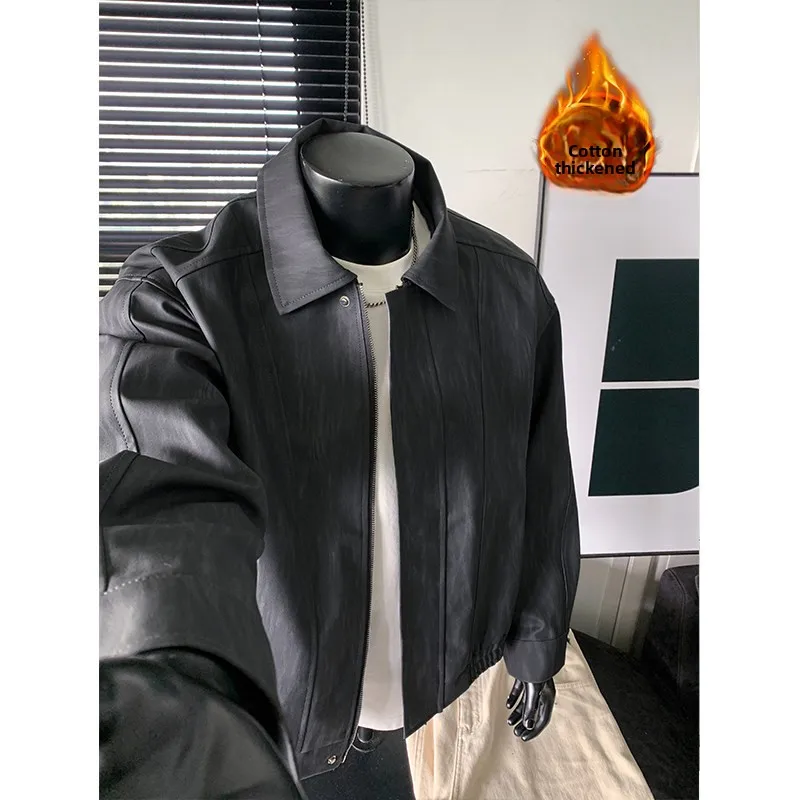 Tie-Dye PU Leather Jaet Men's Autumn Winter Thiened Cotton Motorcycle Jaet Trendy Brand Haome Warmth Commuting
Tie-Dye PU Leather Jaet Men's Autumn Winter Thiened Cotton Motorcycle Jaet Trendy Brand Haome Warmth Commuting