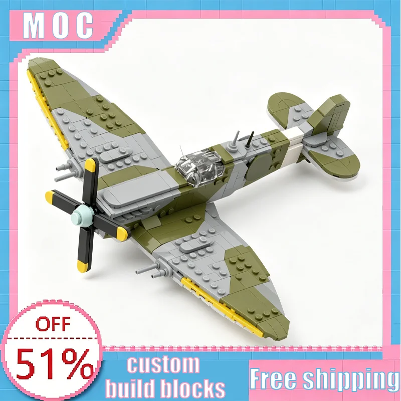 458PCS Supermarine Spitfire Fighter Jet MOC Aircraft Model DIY Assembly Building Blocks Toy Birthday Gift For Collection Display
458PCS Supermarine Spitfire Fighter Jet MOC Aircraft Model DIY Assembly Building Blocks Toy Birthday Gift For Collection Display