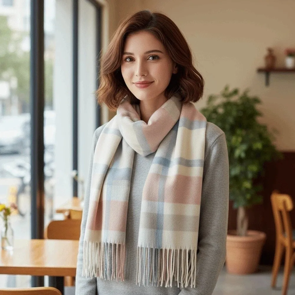 Мягкий классический клетчатый шарф, морозостойкий вязаный шерстяной шарф в корейском стиле, длинный шейный платок из полиэстера и акриловых волокон с кисточкой, зимний
Мягкий классический клетчатый шарф, морозостойкий вязаный шерстяной шарф в корейском стиле, длинный шейный платок из полиэстера и акриловых волокон с кисточкой, зимний