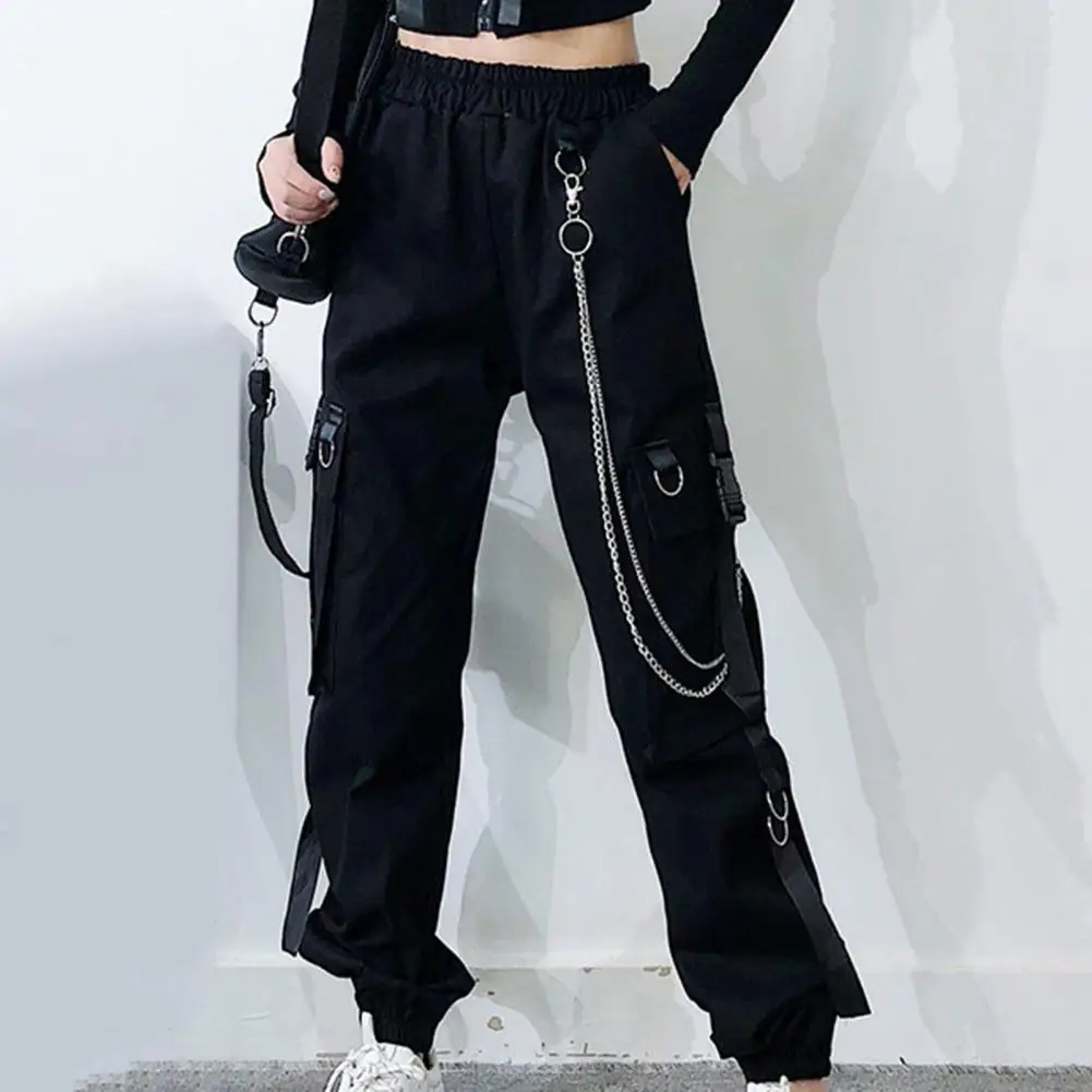 Hot!Trendy Women Pants Solid Color Deep Crotch Ankle-banded Elastic Waist Chain Loose All Match Young Cargo Pants for Daily Wear
Hot!Trendy Women Pants Solid Color Deep Crotch Ankle-banded Elastic Waist Chain Loose All Match Young Cargo Pants for Daily Wear