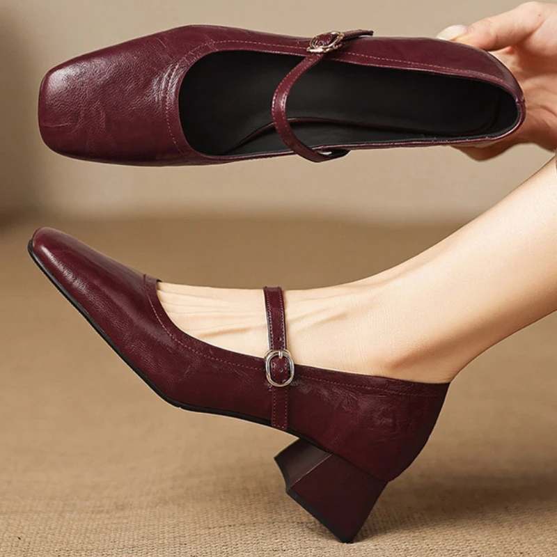 Genuine Leather Women's Low Heels Pumps Mary Jane Shoes Big Size 48 Elegant Black wine red Heeled Office Wedding Shoes Ladies
Genuine Leather Women's Low Heels Pumps Mary Jane Shoes Big Size 48 Elegant Black wine red Heeled Office Wedding Shoes Ladies