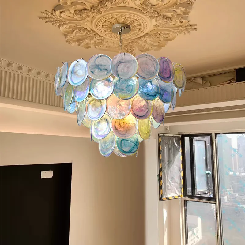 Modern living room main light, colored glass retro pendant light, French high-end feeling bedroom dining room light
Modern living room main light, colored glass retro pendant light, French high-end feeling bedroom dining room light