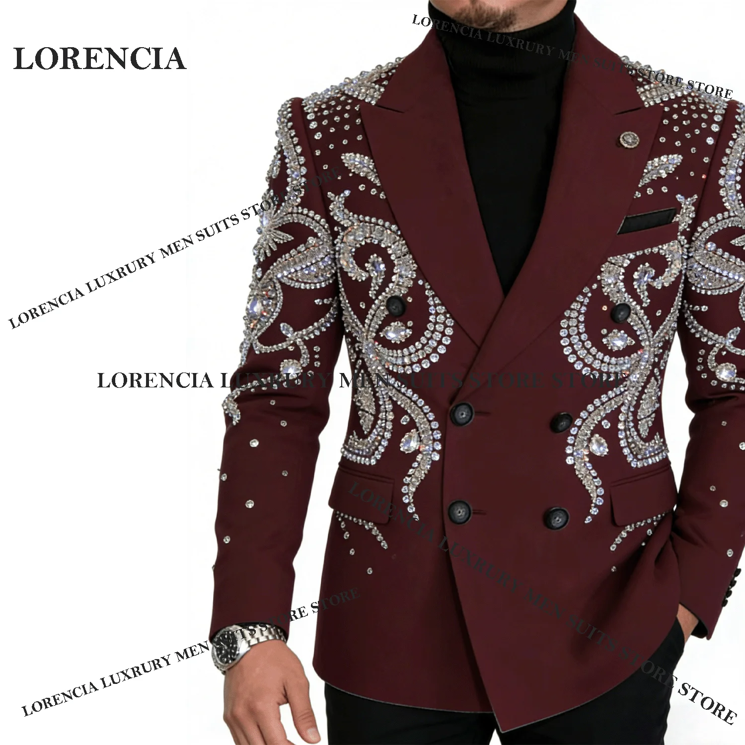 Exquisite Men Diamond Design Suits Fashion Wedding Tuxedos Sparkly Slim Ropa hombre 3 Pieces Sets Groom Male Blazers Customized
Exquisite Men Diamond Design Suits Fashion Wedding Tuxedos Sparkly Slim Ropa hombre 3 Pieces Sets Groom Male Blazers Customized
