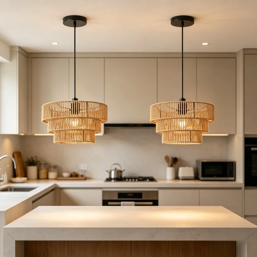 32CM Boho Rattan Pendant Light Wicker Chandeliers Round Lampshade Ceiling Hanging Lights for Living Room Bedroom Kitchen E27
32CM Boho Rattan Pendant Light Wicker Chandeliers Round Lampshade Ceiling Hanging Lights for Living Room Bedroom Kitchen E27