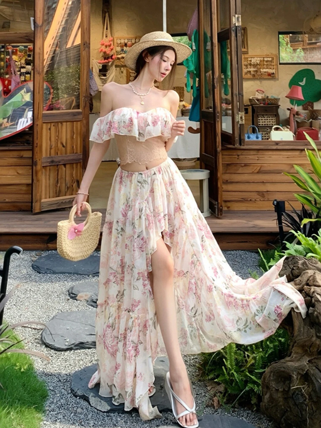 Summer Floral Print One-Shoulder Top And High-Waisted Skirt Women's Fashion Set Comfortable Short-Sleeve Cotton Blend Outfit
Summer Floral Print One-Shoulder Top And High-Waisted Skirt Women's Fashion Set Comfortable Short-Sleeve Cotton Blend Outfit