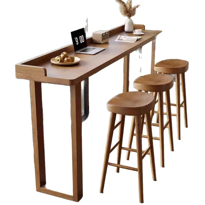 All solid wood bar with blocking edge, simple and modern, balcony floor-to-ceiling windows, long high table, lounge area, bar ta
All solid wood bar with blocking edge, simple and modern, balcony floor-to-ceiling windows, long high table, lounge area, bar ta