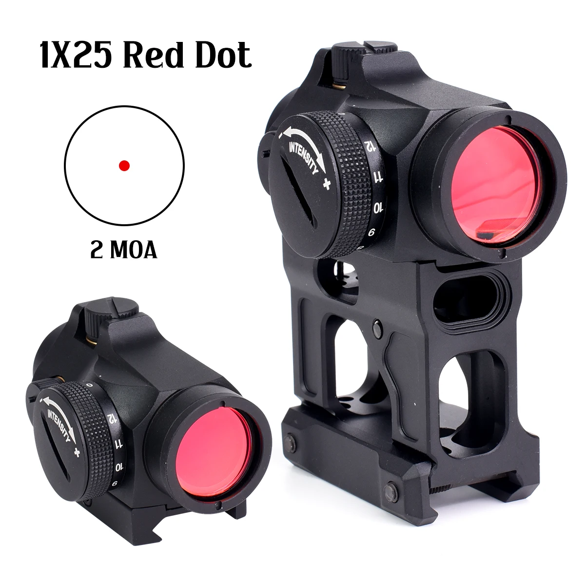 Tactical Optics 1x25mm 2 MOA Red Dot Reflex Sight for Hunting with Tall Mounts and Full Original Markings
Tactical Optics 1x25mm 2 MOA Red Dot Reflex Sight for Hunting with Tall Mounts and Full Original Markings