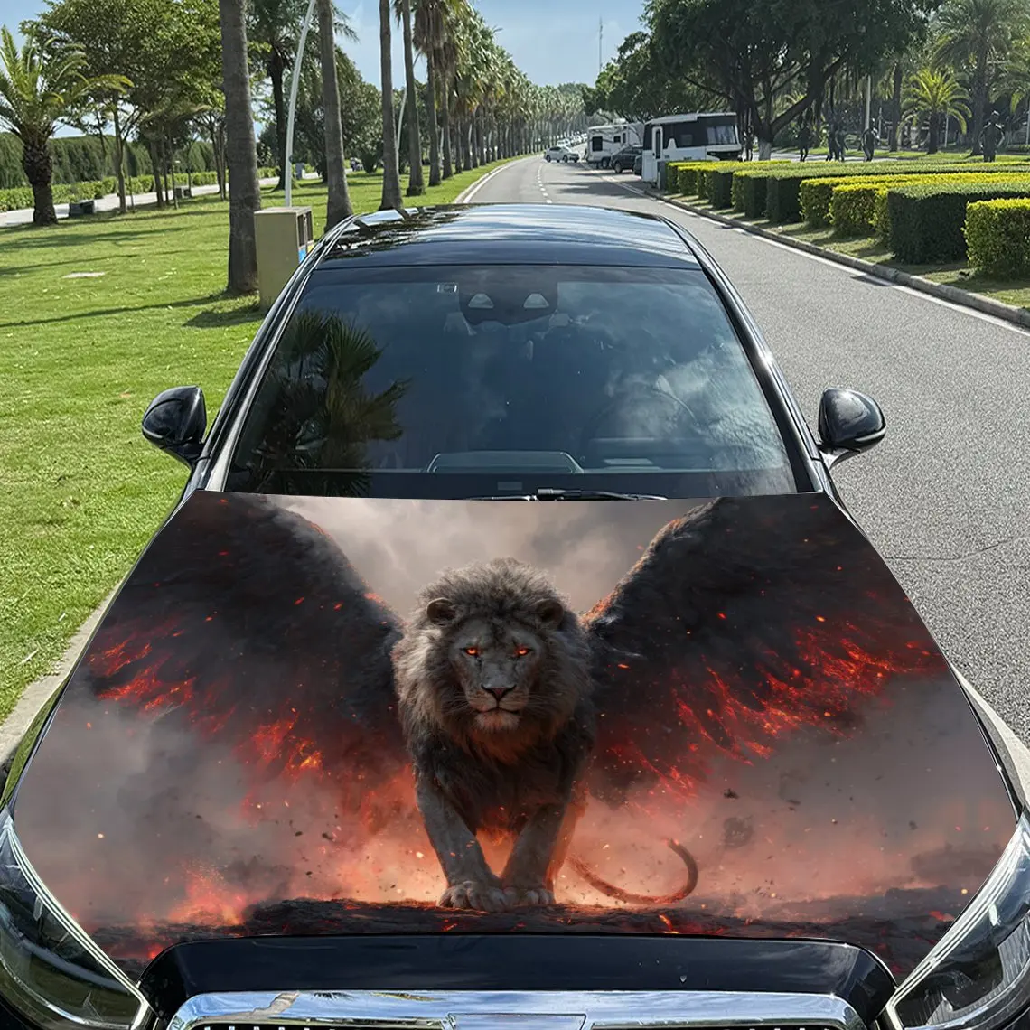 Fantasy Winged Lion with Fiery Wings Car Vinyl Wrap, PVC Material Waterproof Car Hood Sticker, Self-Adhesive Scratch-Resistant S
Fantasy Winged Lion with Fiery Wings Car Vinyl Wrap, PVC Material Waterproof Car Hood Sticker, Self-Adhesive Scratch-Resistant S