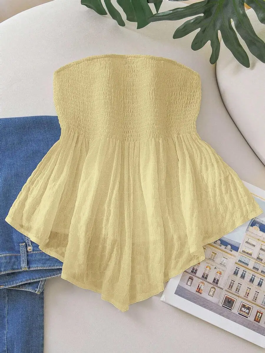 Asymmetrical Hem Strapless Casual Vacation Top For Women
Asymmetrical Hem Strapless Casual Vacation Top For Women