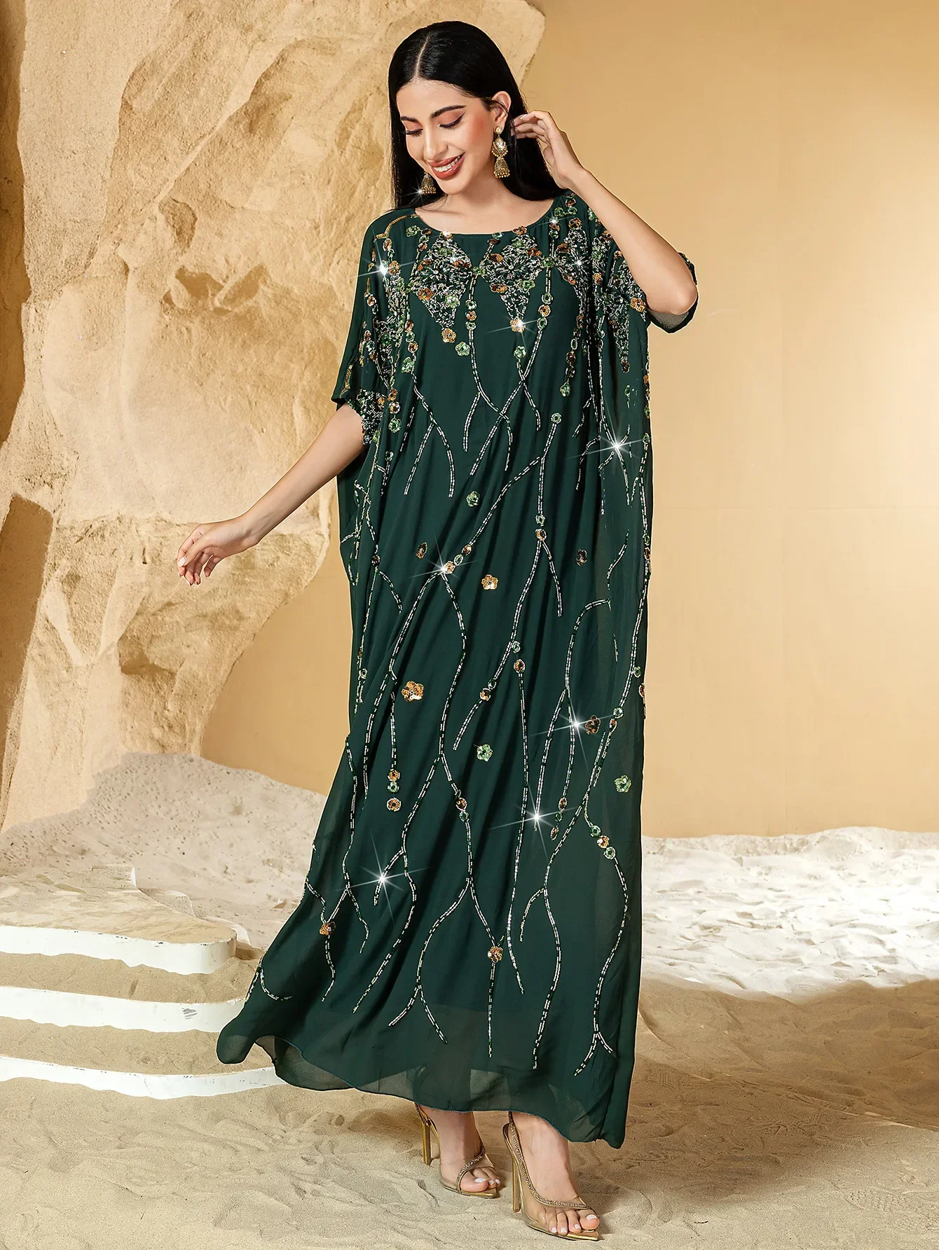 2025 Summer Eid Djellaba Morocco Sequins Embroidery Abayas Short Sleeve Dresses Jalabiya Dubai Turkey Kaftan Women Muslim Robes
2025 Summer Eid Djellaba Morocco Sequins Embroidery Abayas Short Sleeve Dresses Jalabiya Dubai Turkey Kaftan Women Muslim Robes