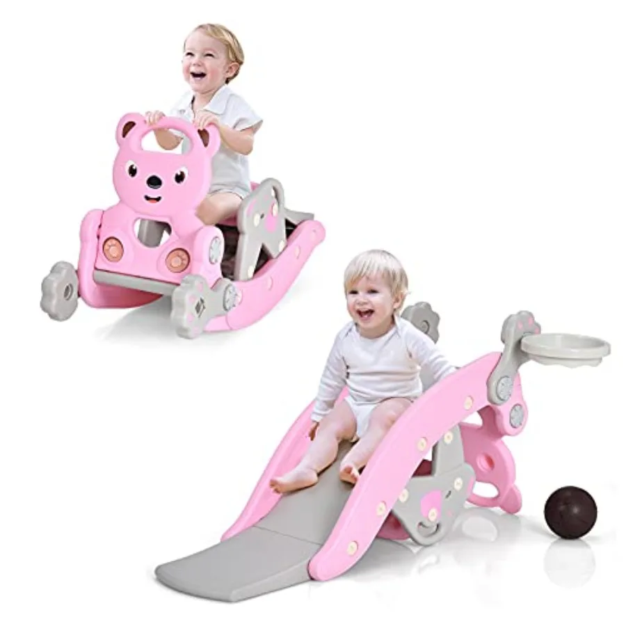 5 in 1 Toddler Slide Rocking Toy, Slide for with Detachable Stool, Basketball Hoop and Ring Game, Foldable Climber Playground S
5 in 1 Toddler Slide Rocking Toy, Slide for with Detachable Stool, Basketball Hoop and Ring Game, Foldable Climber Playground S