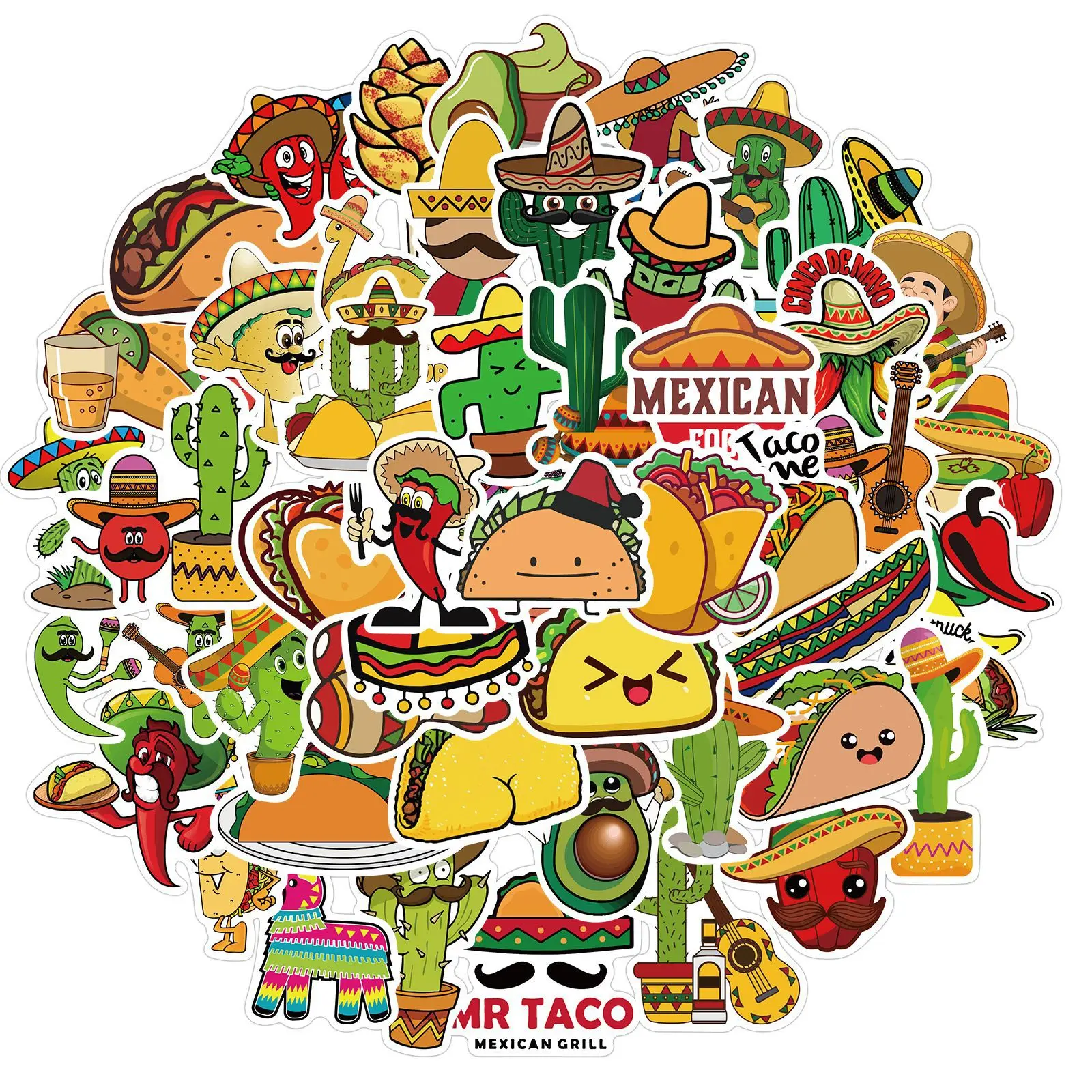 50pcs Mexican Special Food Series Graffiti Stickers For Mobile Phone Shell Skateboard Decorative Stickers DIY Toy Sticker Pack
50pcs Mexican Special Food Series Graffiti Stickers For Mobile Phone Shell Skateboard Decorative Stickers DIY Toy Sticker Pack