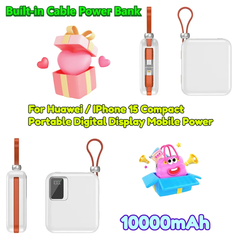 PD20W 10000mAh Built-in Cable Power Bank Compatible for Huawei / IPhone 15 Compact Portable Digital Display Mobile Power
PD20W 10000mAh Built-in Cable Power Bank Compatible for Huawei / IPhone 15 Compact Portable Digital Display Mobile Power