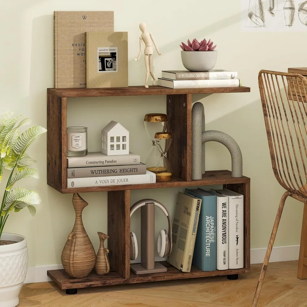 Geometric Bookshelf, S-Shaped Open Bookcase, Freestanding Decorative Storage Shelving, Home Storage Organizer
Geometric Bookshelf, S-Shaped Open Bookcase, Freestanding Decorative Storage Shelving, Home Storage Organizer