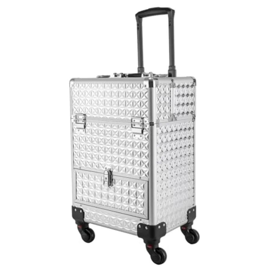 Rolling Makeup Manicure Storage Case with 4 Universal Wheels Professional Aluminum Cosmetic Trolley Cases w/lock for Studio or
Rolling Makeup Manicure Storage Case with 4 Universal Wheels Professional Aluminum Cosmetic Trolley Cases w/lock for Studio or