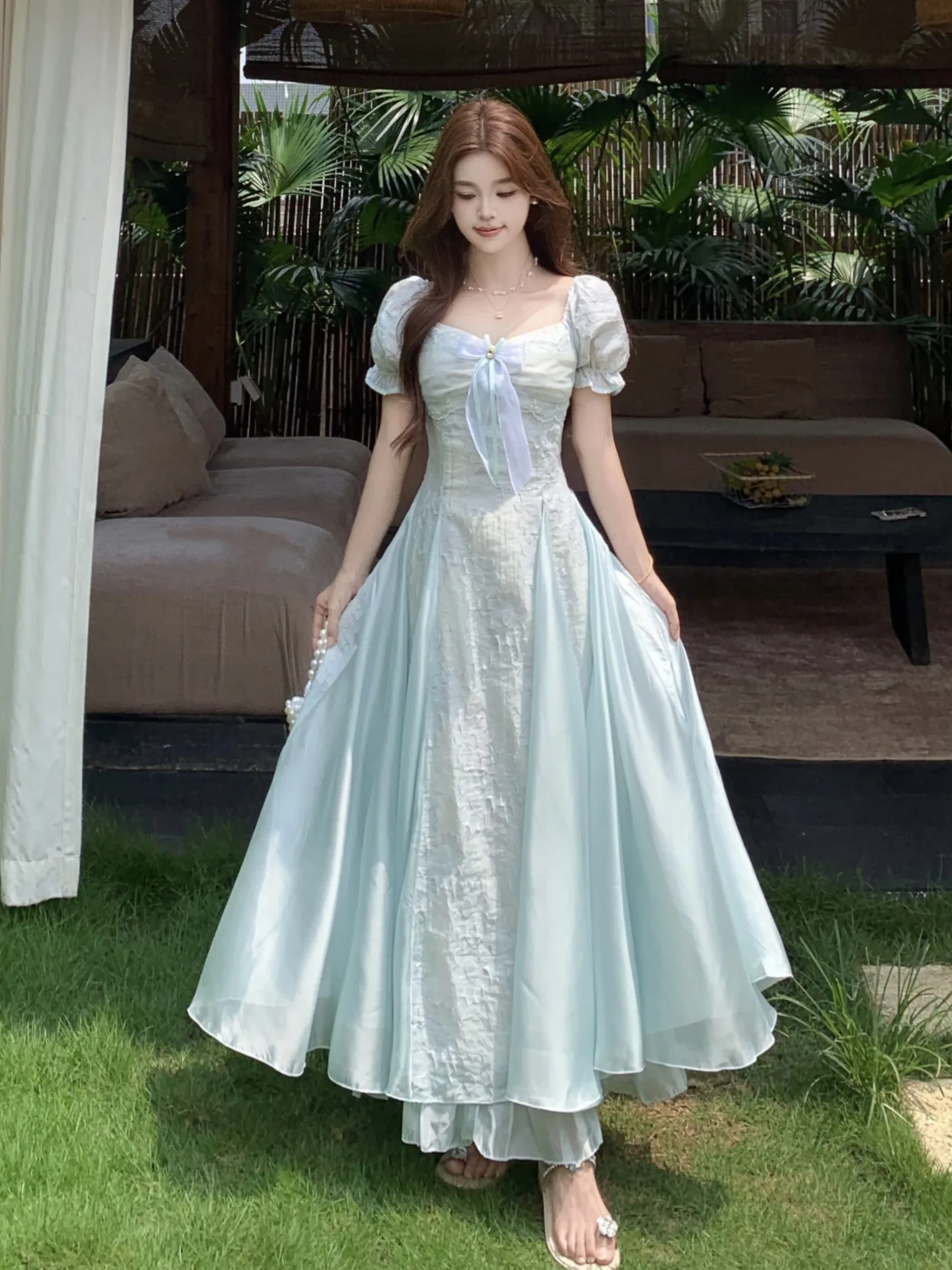 plus Size Women's Sweet Square Neck Bow Tie Short Sleeve Dress Summer New Waist Cinching Belly Covering Long Dress
plus Size Women's Sweet Square Neck Bow Tie Short Sleeve Dress Summer New Waist Cinching Belly Covering Long Dress
