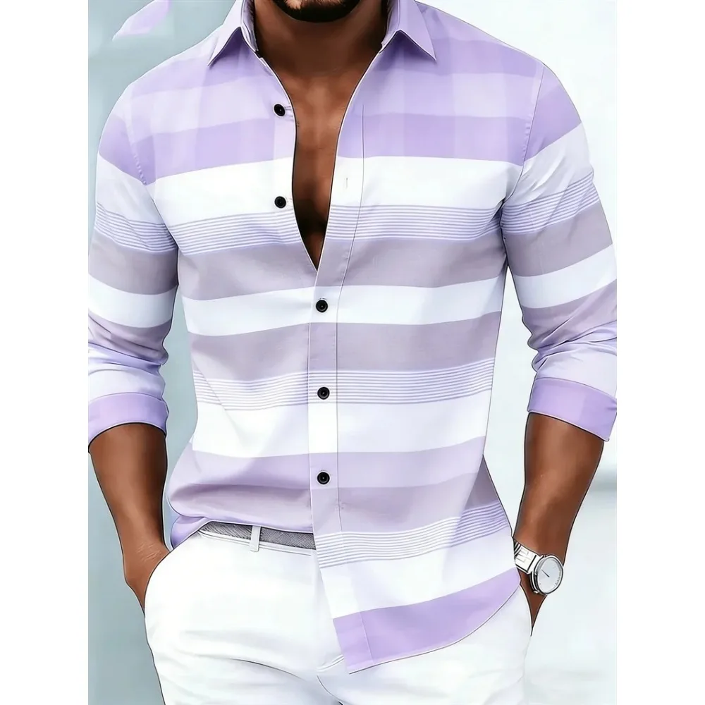 New Men's Long Sleeved Shirt Casual Fashion 3D Striped Print High-quality Shirt Single Breasted Long Sleeved Top
New Men's Long Sleeved Shirt Casual Fashion 3D Striped Print High-quality Shirt Single Breasted Long Sleeved Top