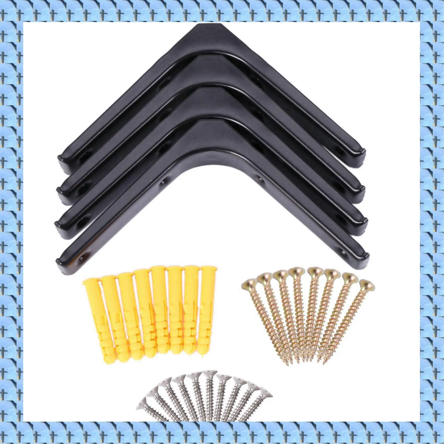 NOCM 8 PCS Iron Wall Shelf Bracket, 4 X 4 Inch Heavy Duty Shelf Support Bracket Decorative Joint Angle Bracket, Black
NOCM 8 PCS Iron Wall Shelf Bracket, 4 X 4 Inch Heavy Duty Shelf Support Bracket Decorative Joint Angle Bracket, Black