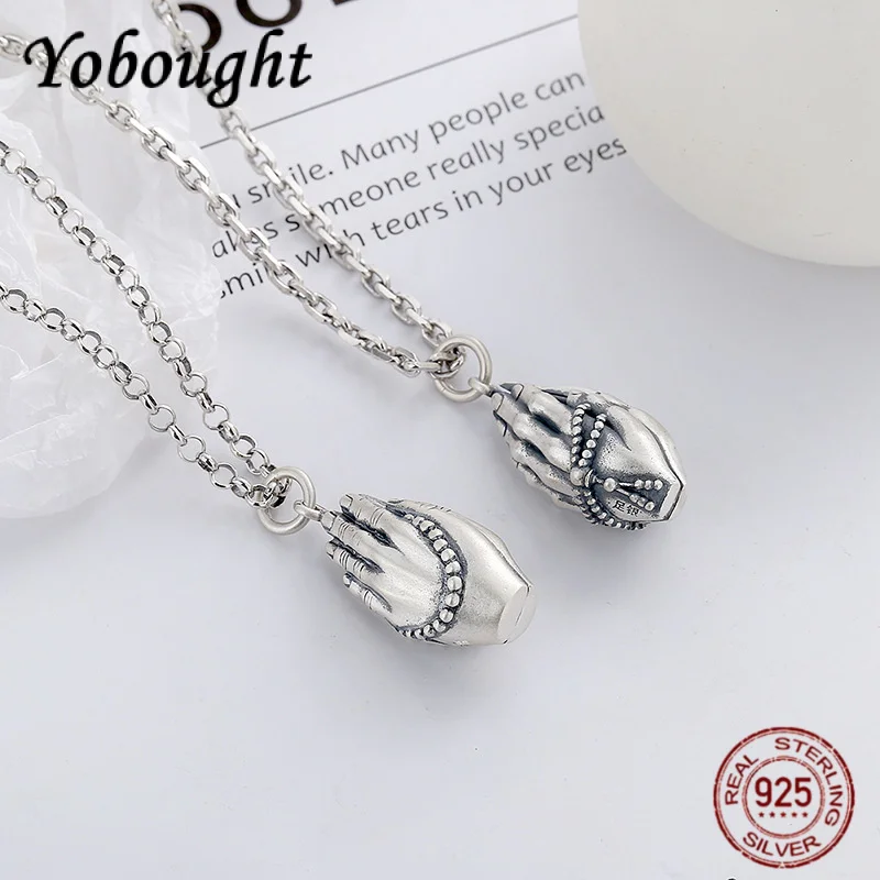 NEW S990 Sterling Silver Vintage Personality Prayer Hand Pendant Men's And Women's Gift
NEW S990 Sterling Silver Vintage Personality Prayer Hand Pendant Men's And Women's Gift