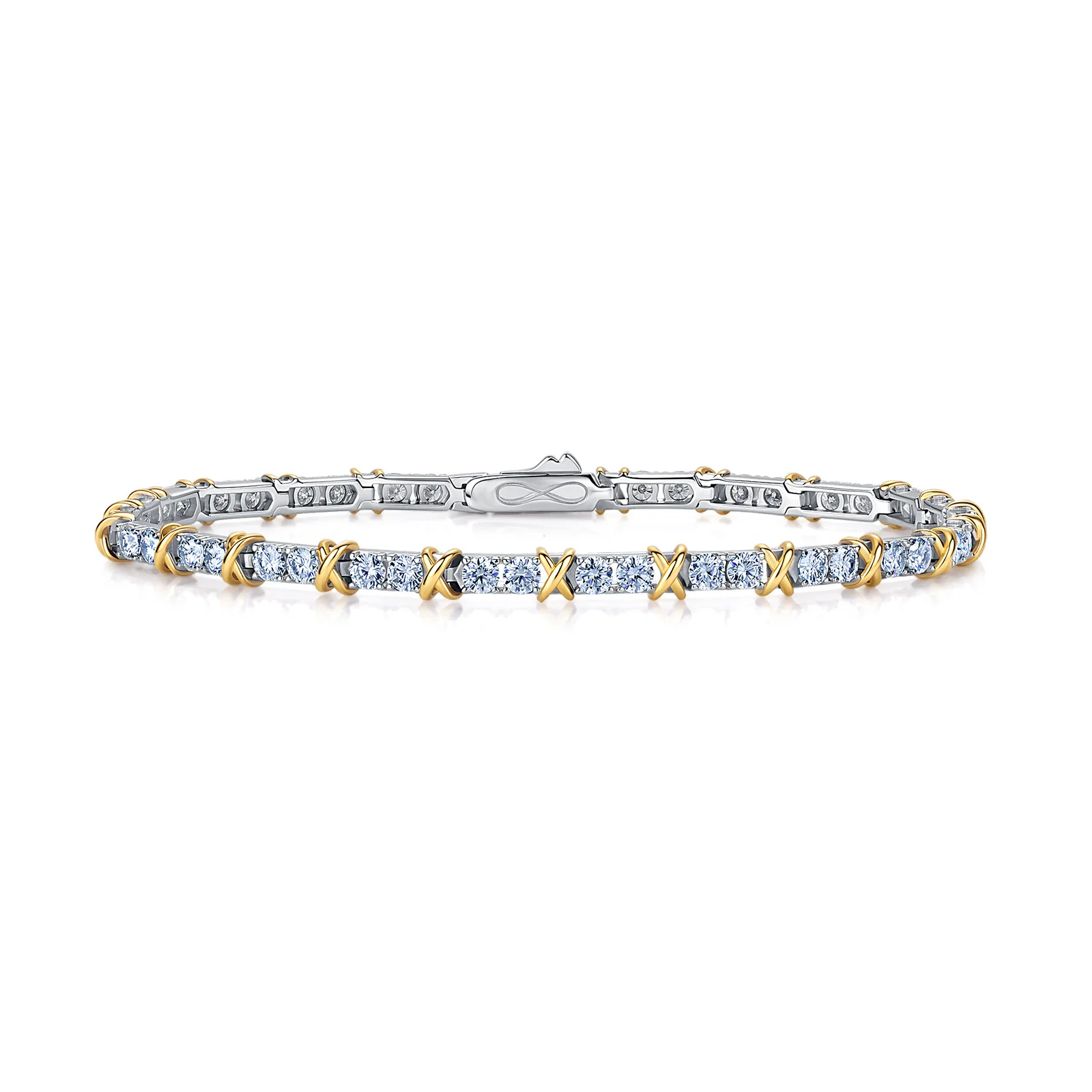 TY Two-Tone X-Link 925 Sterling Silver 3mm Moissanite Women's 18K Gold Plated Tennis Bracelet Chain
TY Two-Tone X-Link 925 Sterling Silver 3mm Moissanite Women's 18K Gold Plated Tennis Bracelet Chain