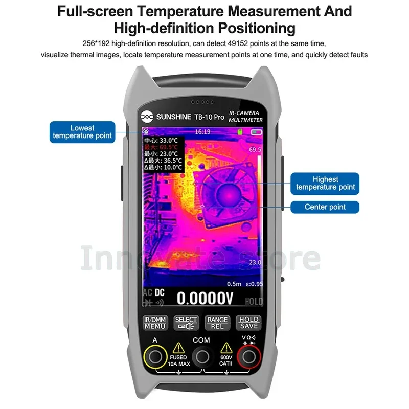 SUNSHINE TB-10 Pro Infrared Thermal Imaging Multimeter HD Resolution Positioning for PCB Motherboard Testing Intelligent Repair
SUNSHINE TB-10 Pro Infrared Thermal Imaging Multimeter HD Resolution Positioning for PCB Motherboard Testing Intelligent Repair
