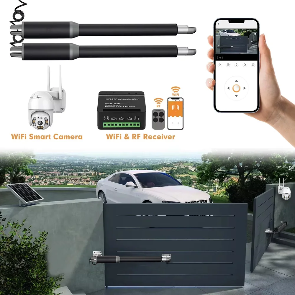 Smart App & Camera Control: Effortless Lightweight Aluminum Automatic Double Swing Gate Opener Kit for Home Fence Door 300KGS
Smart App & Camera Control: Effortless Lightweight Aluminum Automatic Double Swing Gate Opener Kit for Home Fence Door 300KGS