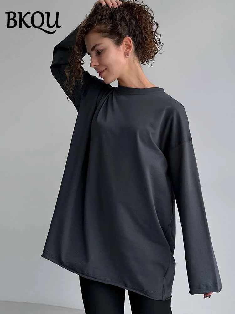 BKQU 100%Cotton T-shirt Women's Classic 2025 Spring O-Neck Long Sleeved Oversize T Shirt Loose Casual Solid Color Pullover Tops
BKQU 100%Cotton T-shirt Women's Classic 2025 Spring O-Neck Long Sleeved Oversize T Shirt Loose Casual Solid Color Pullover Tops