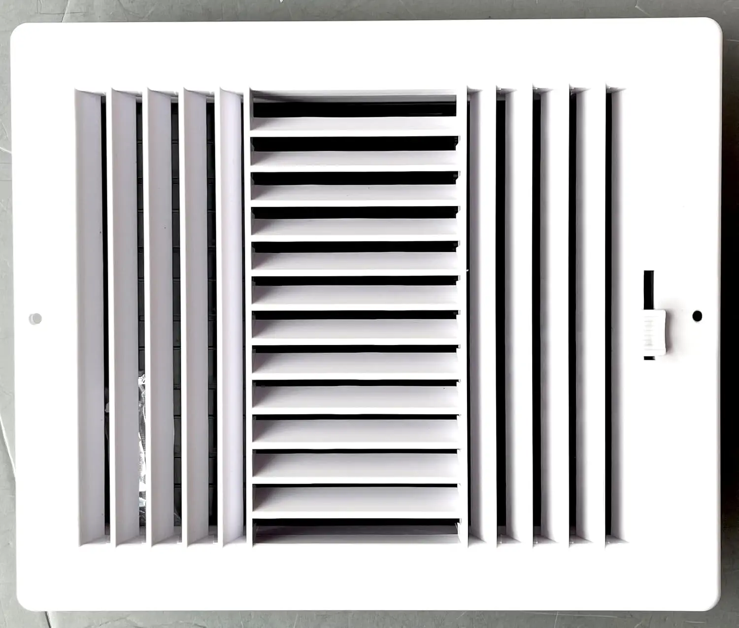 Three-Way Plastic Side Wall/Ceiling Register 10x8 for Duct Opening 12x10
Three-Way Plastic Side Wall/Ceiling Register 10x8 for Duct Opening 12x10