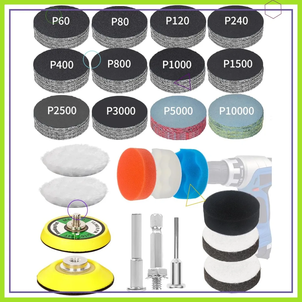 194 PCS 2 Inch Wet Dry Sanding Discs, Drill Polishing Kit 60-10000 Grit for Dremel, Headlight Restoration with Buffing Pads
194 PCS 2 Inch Wet Dry Sanding Discs, Drill Polishing Kit 60-10000 Grit for Dremel, Headlight Restoration with Buffing Pads