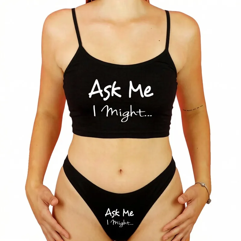 Sexy Ask Me Underwear Thong Women's Underwear Sets Tank Top Tops Set Thong Set Letters Underwear Thong For Women Ladies Crop Top
Sexy Ask Me Underwear Thong Women's Underwear Sets Tank Top Tops Set Thong Set Letters Underwear Thong For Women Ladies Crop Top