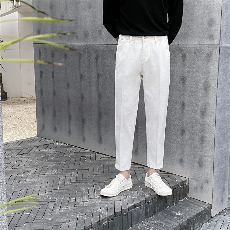 Casual Straight Leg Men's Jeans White Nine Points Summer Versatile Simple Sle Harajuku Retro Trendy mid Waist Loose Fit
Casual Straight Leg Men's Jeans White Nine Points Summer Versatile Simple Sle Harajuku Retro Trendy mid Waist Loose Fit