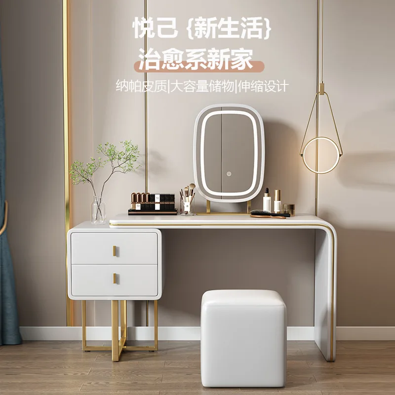 Light luxury dressing table, bedroom dressing table, simple and modern small apartment dressing table, smart mirror storage 
Light luxury dressing table, bedroom dressing table, simple and modern small apartment dressing table, smart mirror storage