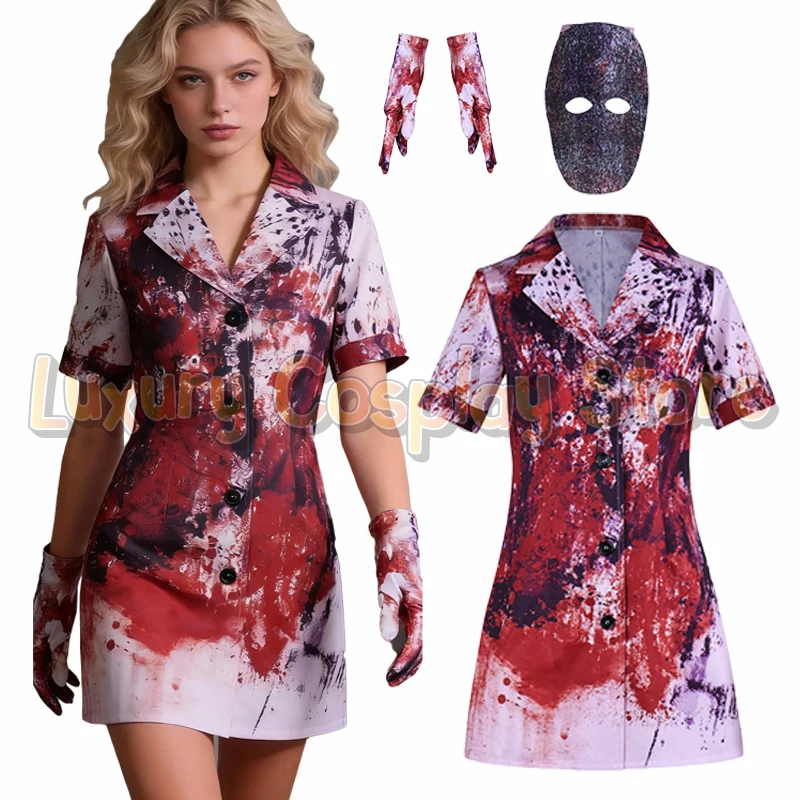 Game Return Silent Cosplay Scary Nurse Costume Bloody Stained Nurse Dress Uniform Mask Gloves Hill Woman Halloween Horror Outfit
Game Return Silent Cosplay Scary Nurse Costume Bloody Stained Nurse Dress Uniform Mask Gloves Hill Woman Halloween Horror Outfit