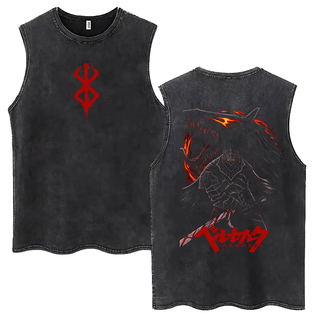 Anime Berserk Guts Vintage Washed Tank Tops Retro Manga Gatsu Griffith Zodd Sleeveless T Shirts Men Casual Oversized T-shirts
Anime Berserk Guts Vintage Washed Tank Tops Retro Manga Gatsu Griffith Zodd Sleeveless T Shirts Men Casual Oversized T-shirts
